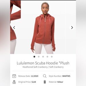 Lululemon Scuba Hoodie Plush Heathered Soft Cranberry / Soft Cranberry Size 6